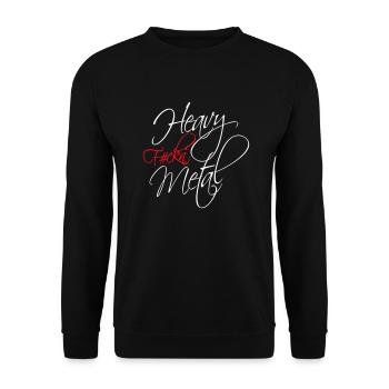 Heavy F#ckin' Metal Hard Rock Musik Text Spruch - Unisex Sweatshirt - black - Front - Alina (178cm) & Michal (187cm)