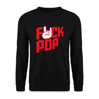 Fuck Pop Music Heavy Metal Hard Rock Hand Gesture - Unisex Sweatshirt - black - Front - Alina (178cm) & Michal (187cm)
