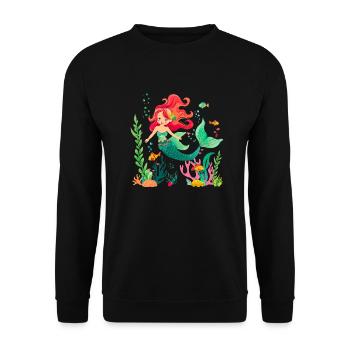 Sirène, mi-humaine, mi-poisson - Sweat-shirt Unisexe - noir - Devant - Alina (178cm) & Michal (187cm)