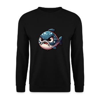 cute angry Piranha - Unisex Pullover - Schwarz - Vorne - Alina (178cm) & Michal (187cm)