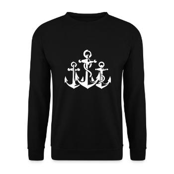 Nautical anchor group with rope around the iron - Unisex Sweatshirt - black - Front - Alina (178cm) & Michal (187cm)