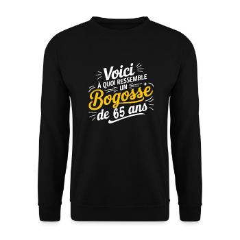 65 Jahre alte Bogosse - Unisex Pullover - Schwarz - Vorne - Alina (178cm) & Michal (187cm)