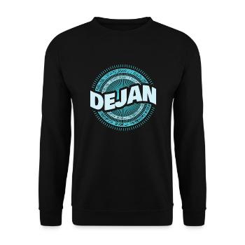 Geschenkidee Dejan - Unisex Pullover - Schwarz - Vorne - Alina (178cm) & Michal (187cm)