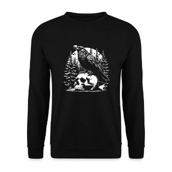 black raven on the skull design - Unisex Sweatshirt - black - Front - Alina (178cm) & Michal (187cm)