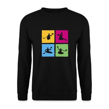 Kanupolo Canoe Polo Spieler Retro Style - Unisex Pullover - Schwarz - Vorne - Alina (178cm) & Michal (187cm)