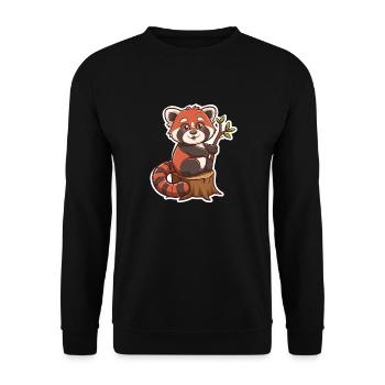 Total süßer roter Panda - Unisex Pullover - Schwarz - Vorne - Alina (178cm) & Michal (187cm)
