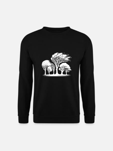 Küsten Bäume im gewaltigem Herbst Sturm - Unisex Pullover - Schwarz