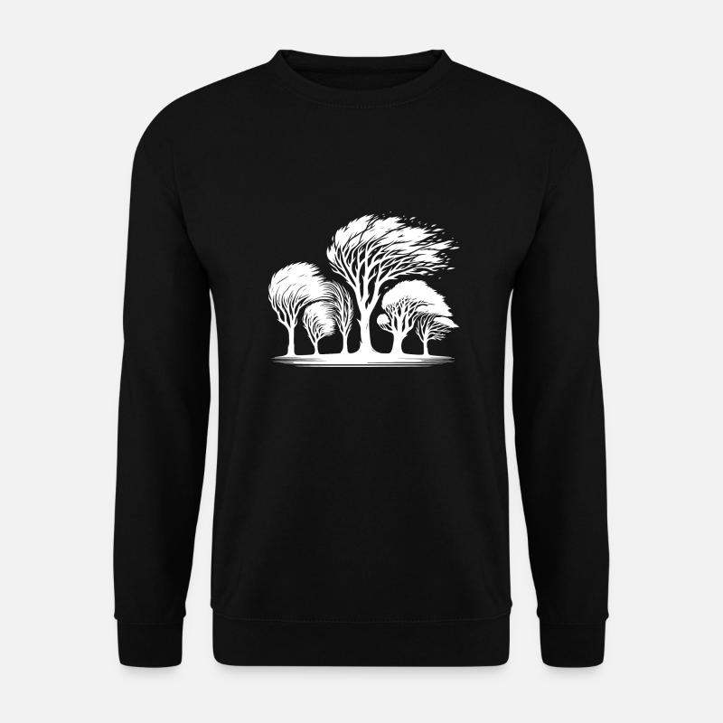 Küsten Bäume im gewaltigem Herbst Sturm - Unisex Pullover - Schwarz