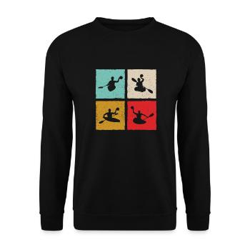 Kanupolo Canoe Polo Spieler Retro Style - Unisex Pullover - Schwarz - Vorne - Alina (178cm) & Michal (187cm)