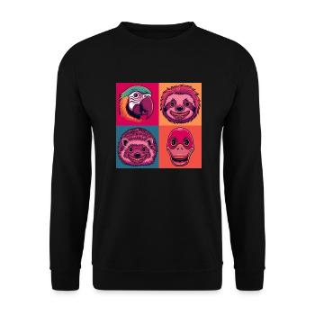 Pop-Art Halloween tiere smile Igel Papagei Ente - Unisex Pullover - Schwarz - Vorne - Alina (178cm) & Michal (187cm)