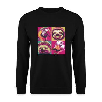 Pop Art Sourire Animaux Hérisson Canard Halloween Perroquet - Sweat-shirt Unisexe - noir - Devant - Alina (178cm) & Michal (187cm)
