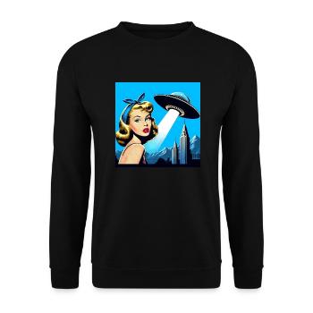 La fille et le vaisseau spatial - Sweat-shirt Unisexe - noir - Devant - Alina (178cm) & Michal (187cm)
