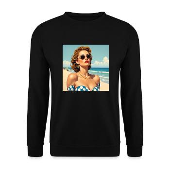 Le modèle sur la plage - Sweat-shirt Unisexe - noir - Devant - Alina (178cm) & Michal (187cm)