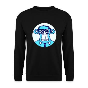 Schlauer Nerd Affe Kopf Hornbrille Geek Gesicht - Unisex Pullover - Schwarz - Vorne - Alina (178cm) & Michal (187cm)