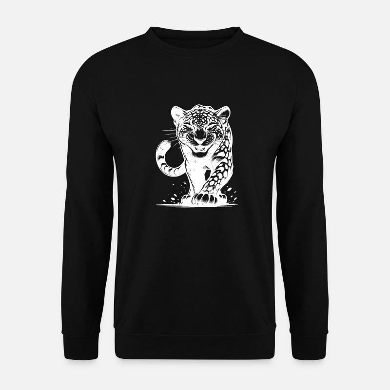 Listiger Leopard jagend mit Flecken - Unisex Pullover - Schwarz
