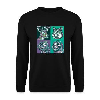 Sourire Animal Salamandre Sceau Cerf Halloween - Sweat-shirt Unisexe - noir - Devant - Alina (178cm) & Michal (187cm)