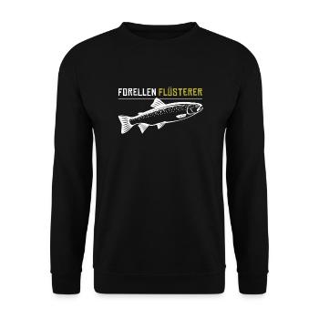 Forellen Flüsterer - Unisex Pullover - Schwarz - Vorne - Alina (178cm) & Michal (187cm)