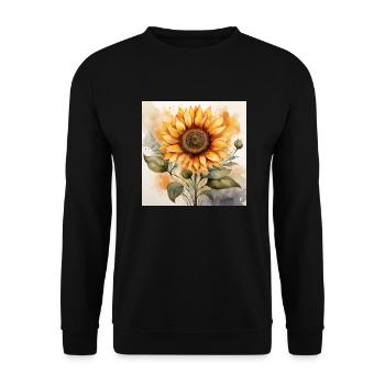 Vibrant Sunflower Watercolour Art - Unisex Sweatshirt - black - Front - Alina (178cm) & Michal (187cm)