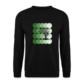 Silhouette Tree with Green Circles Art - Unisex Sweatshirt - black - Front - Alina (178cm) & Michal (187cm)