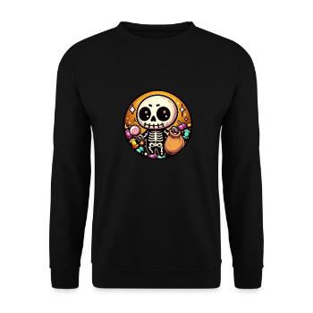 Halloween Skull Skelett - Unisex Pullover - Schwarz - Vorne - Alina (178cm) & Michal (187cm)