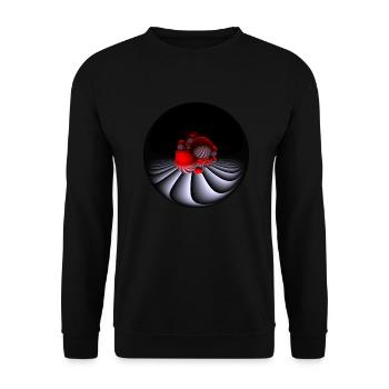 Design mit Fisheye-Kamera - Unisex Pullover - Schwarz - Vorne - Alina (178cm) & Michal (187cm)