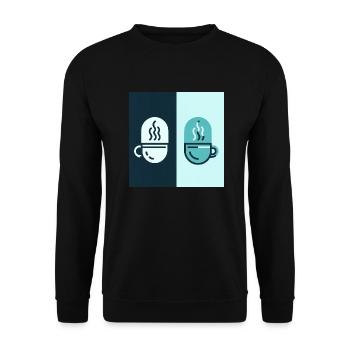 Kaffee - Unisex Pullover - Schwarz - Vorne - Alina (178cm) & Michal (187cm)
