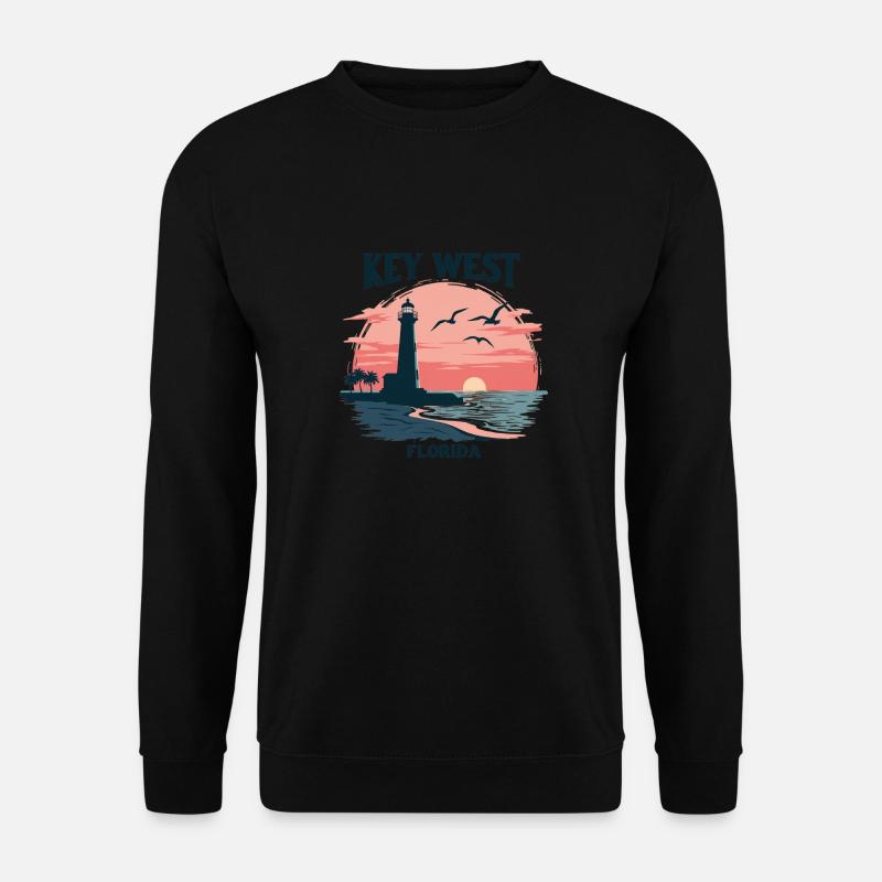 Key West Florida Sunset Lighthouse et Seagulls - Sweat-shirt Unisexe - noir