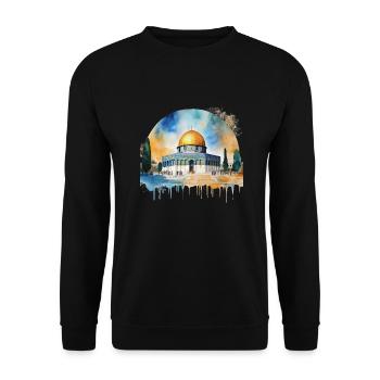 Iconic Dome of the Rock Illustration - Unisex Sweatshirt - black - Front - Alina (178cm) & Michal (187cm)
