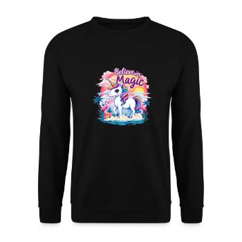 Croire en la magie Licorne Fantasy Aventure - Sweat-shirt Unisexe - noir - Devant - Alina (178cm) & Michal (187cm)