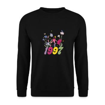 Year of birth 1997 wildflowers - Unisex Sweatshirt - black - Front - Alina (178cm) & Michal (187cm)