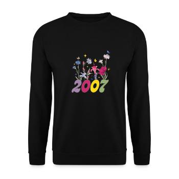 Year of birth 2007 wildflowers - Unisex Sweatshirt - black - Front - Alina (178cm) & Michal (187cm)