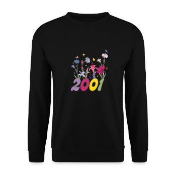 Year of birth 2001 wildflowers - Unisex Sweatshirt - black - Front - Alina (178cm) & Michal (187cm)