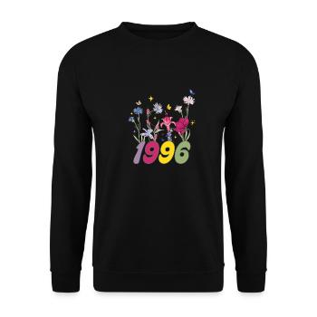 Year of birth 1996 wildflowers - Unisex Sweatshirt - black - Front - Alina (178cm) & Michal (187cm)