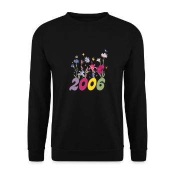 Year of birth 2006 wildflowers - Unisex Sweatshirt - black - Front - Alina (178cm) & Michal (187cm)