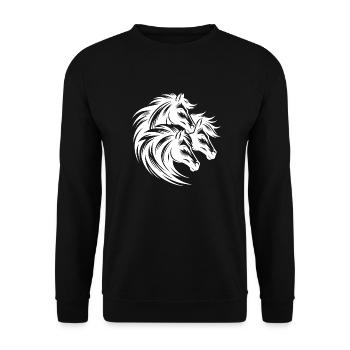 Three horses' heads with elegant wild mane - Unisex Sweatshirt - black - Front - Alina (178cm) & Michal (187cm)