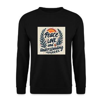 Peace, Love and Understanding - Unisex Sweatshirt - black - Front - Alina (178cm) & Michal (187cm)