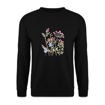 Delicate Watercolour Floral Art - Unisex Sweatshirt - black - Front - Alina (178cm) & Michal (187cm)