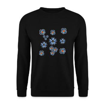 Little Cute Blue Flowers - Unisex Sweatshirt - black - Front - Alina (178cm) & Michal (187cm)