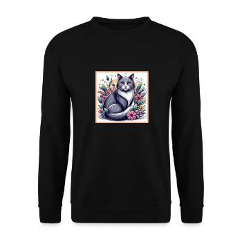Domestic Cat Gifts - Unisex Sweatshirt - black - Front - Alina (178cm) & Michal (187cm)