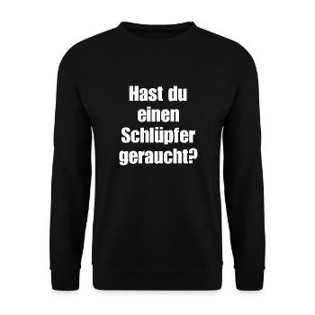 Hast du einen Schlüpfer geraucht? - Unisex Pullover - Schwarz - Vorne - Alina (178cm) & Michal (187cm)