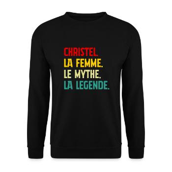 Christel the Woman the Myth the Legend Gift - Unisex Sweatshirt - black - Front - Alina (178cm) & Michal (187cm)
