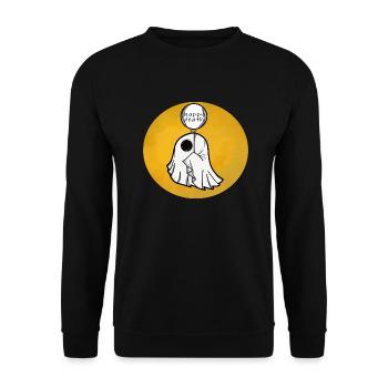 Halloween Ghost with a Balloon funny scary ghost - Unisex Sweatshirt - black - Front - Alina (178cm) & Michal (187cm)