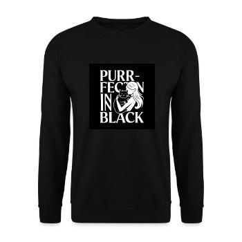 Purrfection in Black - Cat Lover Design - Unisex Sweatshirt - black - Front - Alina (178cm) & Michal (187cm)
