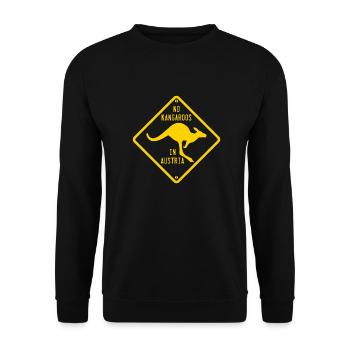 No Kangaroos in Austria Road Sign - Unisex Sweatshirt - black - Front - Alina (178cm) & Michal (187cm)