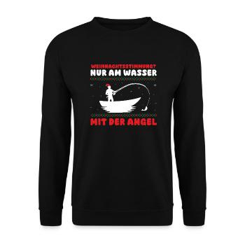Weihnachtsmann Angeln Weihnachtsfest Weihnachten - Unisex Pullover - Schwarz - Vorne - Alina (178cm) & Michal (187cm)