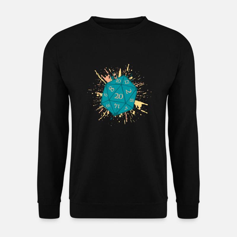 W20 Cube Splash Turquoise Yellow Orange D20 Pen - Unisex Sweatshirt - black