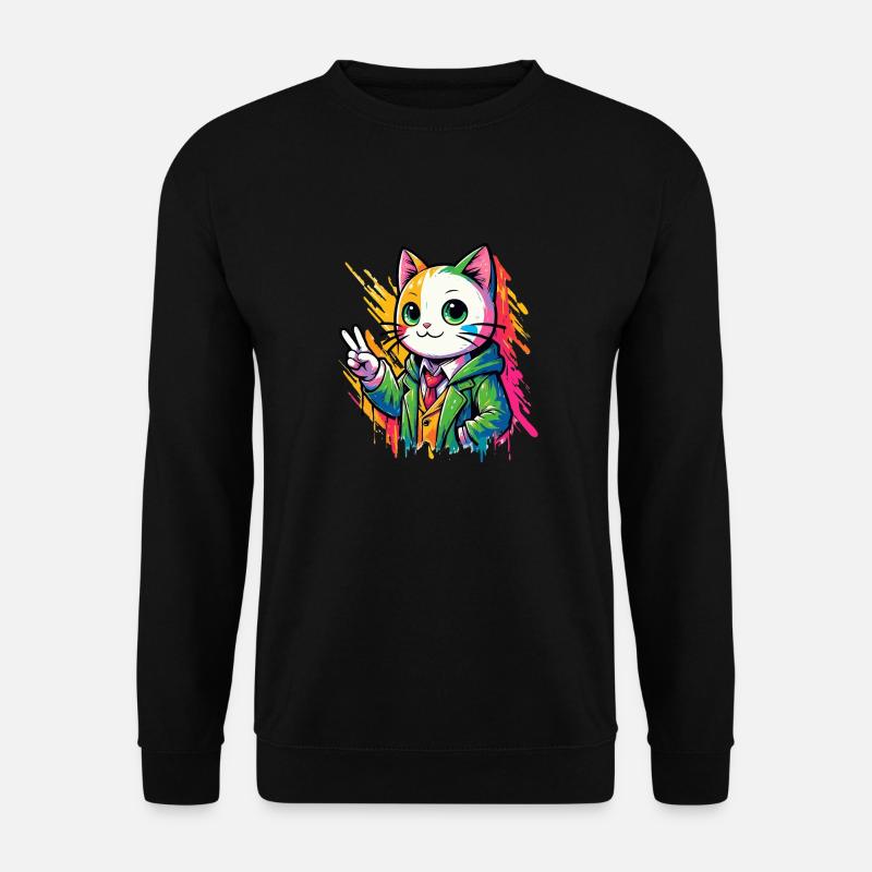 Friedenskatze Friedenszeichen - Unisex Pullover - Schwarz