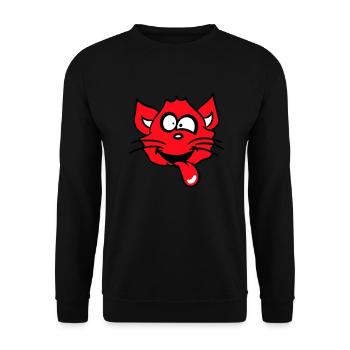 Cat Squints Funny Crazy Tongue Out Grimace - Unisex Sweatshirt - black - Front - Alina (178cm) & Michal (187cm)