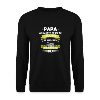 Papa Vatertag Geschenk Geburtstag Das Beste vom Leben - Unisex Pullover - Schwarz - Vorne - Alina (178cm) & Michal (187cm)