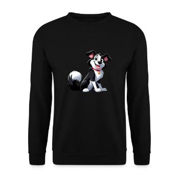 Border Collie 5 - Unisex Pullover - Schwarz - Vorne - Alina (178cm) & Michal (187cm)